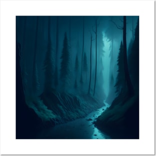 Mysterious dark forest. Fantasy forest Posters and Art